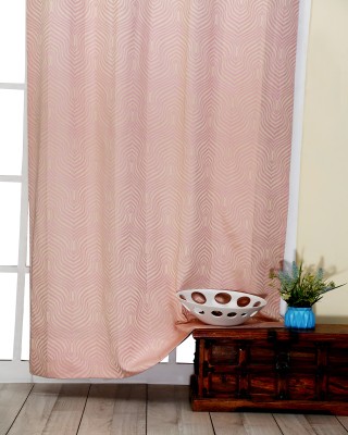 Elegance 152 cm (5 ft) Polycotton Semi Transparent Window Curtain (Pack Of 2)(Floral, Damask Pink Golden)