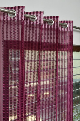 Galaxy Drape 213 cm (7 ft) Door Net Transparent Curtain (Pack Of 2)(WINE, Self Design)