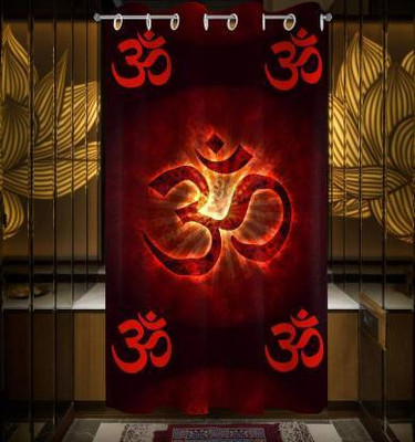 BELLA TRUE 152 cm (5 ft) Polyester Semi Transparent Window Curtain Single Curtain(Printed, Red)