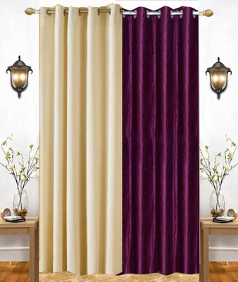 India Furnish 274 cm (9 ft) Long Door Polyester Room Darkening Curtain (Pack Of 2)(Cream & Wine, Plain, Solid)