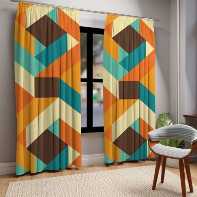 p23 154 cm (5 ft) Polyester Room Darkening Window Curtain (Pack Of 2)(Geometric, Yellow)