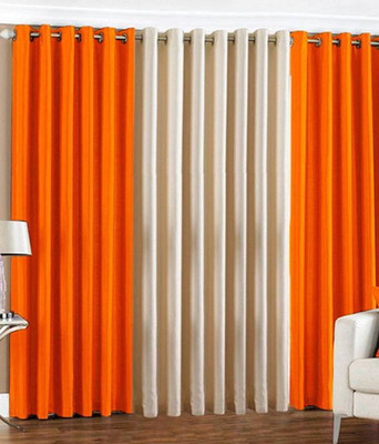 Homefab India 244 cm (8 ft) Door Polyester Room Darkening Curtain (Pack Of 3)(Multicolor, Solid)
