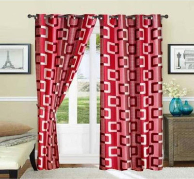 Sehbhagi 153 cm (5 ft) Window Polyester Semi Transparent Curtain (Pack Of 2)(Multicolor, Floral)