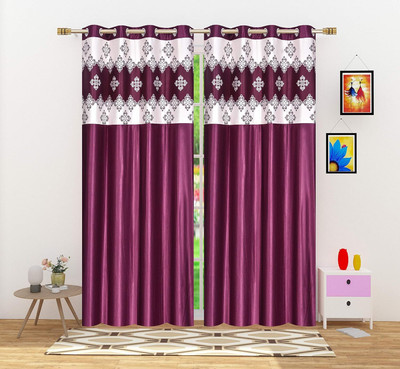 ilikashades 215 cm (7 ft) Door Polyester Room Darkening Curtain (Pack Of 2)(WINE, Abstract)