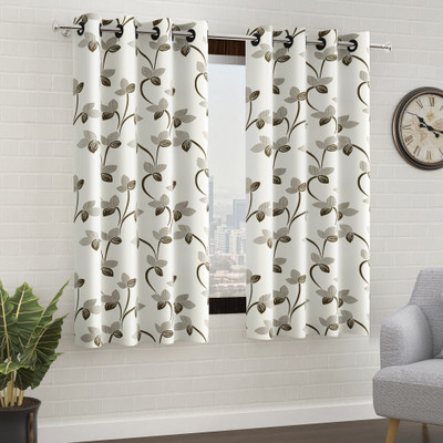Story@home 152 Cm (5 Ft) Polyester Semi Transparent Window Curtain (Pack Of 2)  (Printed, Grey) For Rs. 249 @ 79 %