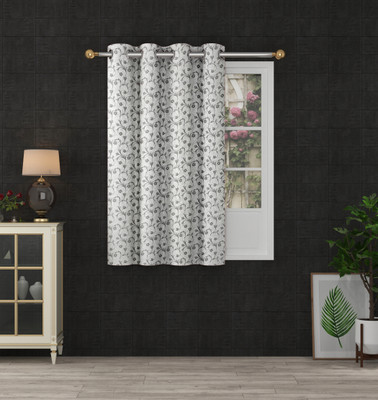 Panipat Textile Hub 153 cm (5 ft) Window Jacquard Room Darkening Curtain Single Curtain(Grey, Floral)