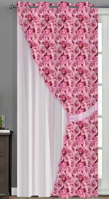 RISKY FAB 154 cm (5 ft) Window Polyester Room Darkening Curtain Single Curtain(White, Floral)