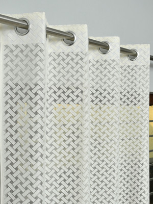 Galaxy Drape 274 cm (9 ft) Long Door Net Transparent Curtain (Pack Of 2)(Cream, Self Design)