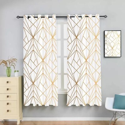 LHD 274 cm (9 ft) Polyester Room Darkening Long Door Curtain (Pack Of 2)(Geometric, White)