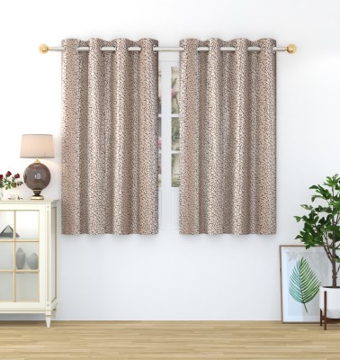 Homefab India 152.4 cm (5 ft) Polyester Room Darkening Window Curtain (Pack Of 2)(Printed, Brown)