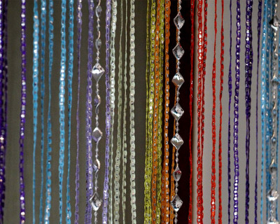 PINDIA 213.36 cm (7 ft) Door Polyester Semi Transparent Curtain Single Curtain(Sparkling Multicolor, Self Design)