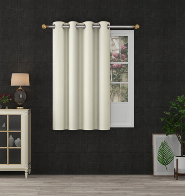 Panipat Textile Hub 153 cm (5 ft) Polyester Semi Transparent Window Curtain Single Curtain(Solid, Cream)