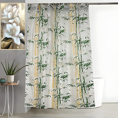SHAVIN 270 cm (9 ft) Long Door PVC Room Darkening Curtain Single Curtain(Green, White, Printed, Floral)