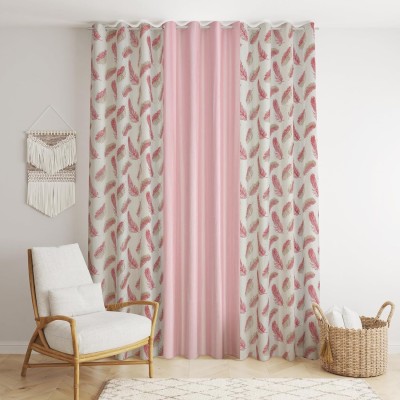 GOYTEX 182.88 cm (6 ft) Polyester Room Darkening Window Curtain (Pack Of 3)(Printed, Baby Pink)