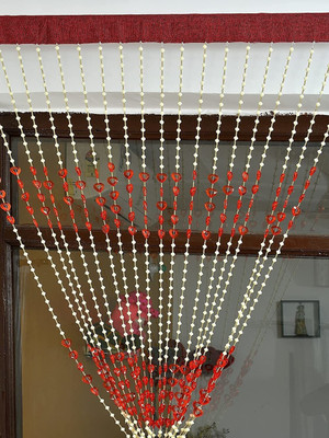 ARVI Deco 214 cm (7 ft) Door Blends Transparent Curtain Single Curtain(Red, Geometric)