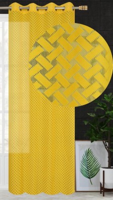 fabzi 213 cm (7 ft) Tissue, Net, Polyester Semi Transparent Door Curtain Single Curtain(Floral, Abstract, Yellow)