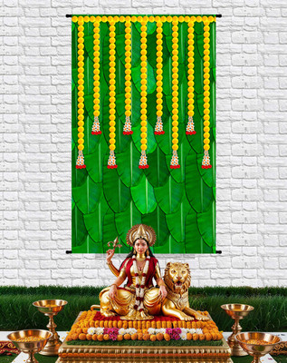 HARSHAD CREATION 150 cm (5 ft) Long Door Polyester Semi Transparent Curtain Single Curtain(Green, 3D Printed)