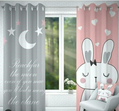 RD 154 cm (5 ft) Window Polyester Room Darkening Curtain Single Curtain(White, Floral)