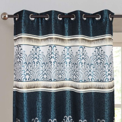 Pisaganj 274.32 cm (9 ft) Cotton Room Darkening Long Door Curtain (Pack Of 2)(Printed, Sky Blue)