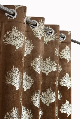 Stackers 213 cm (7 ft) Velvet Blackout Door Curtain (Pack Of 2)(Printed, Brown)