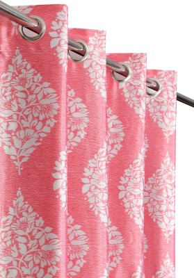 Lucacci 153 cm (5 ft) Polyester Semi Transparent Window Curtain (Pack Of 2)(Printed, Pink)