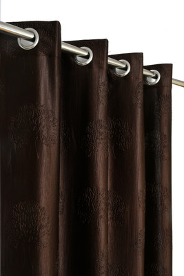 GOYTEX 213 cm (7 ft) Door Polyester Room Darkening Curtain Single Curtain(Coffee, Abstract)