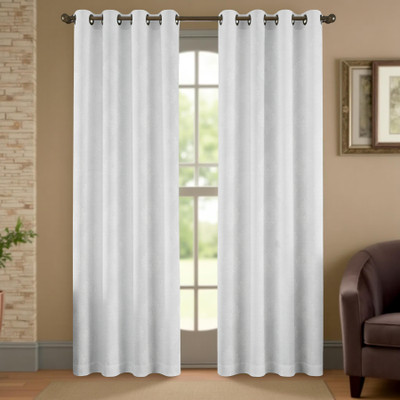 Home Stylish 213 cm (7 ft) Door Velvet Blackout Curtain (Pack Of 2)(White, Solid)