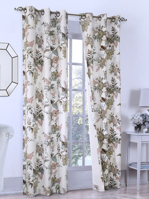 LHD 154 cm (5 ft) Window Polyester Room Darkening Curtain (Pack Of 2)(Brown, Floral)