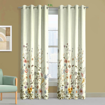 Abshant 213 cm (7 ft) Door Polyester Room Darkening Curtain (Pack Of 2)(Cream, 3D Printed)