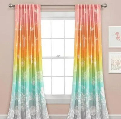 Shivay decor 214 cm (7 ft) Door Polyester Room Darkening Curtain Single Curtain(Orange, Floral)