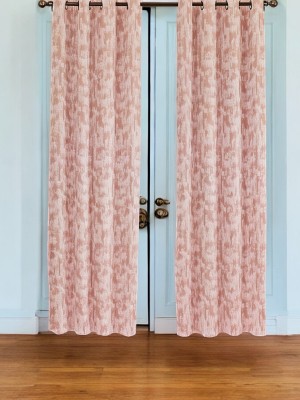 HOMEMAX 213 cm (7 ft) Velvet Room Darkening Long Door Curtain (Pack Of 2)(Abstract, Pink)