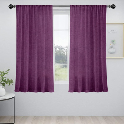 Cortina 150 cm (5 ft) Window Polyester Semi Transparent Curtain (Pack Of 2)(Purple, Solid)