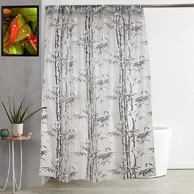 SHAVIN 224 cm (7 ft) PVC Semi Transparent Door Curtain Single Curtain(Printed, Grey)