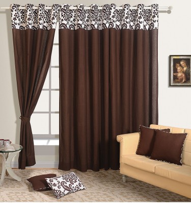 SWAYAM 228.6 cm (8 ft) Cotton Door Curtain Single Curtain(Solid, Brown)