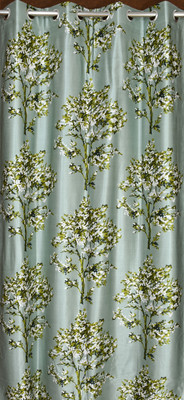 Rashee Creations 213 cm (7 ft) Door Polyester Semi Transparent Curtain Single Curtain(Green, Floral)