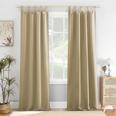 HOMEMONDE 182.88 cm (6 ft) Window Polyester Blackout Curtain (Pack Of 2)(Beige, Solid)