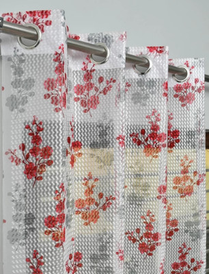 Sehbhagi 153 cm (5 ft) Polyester Semi Transparent Window Curtain Single Curtain(Printed, Maroon)