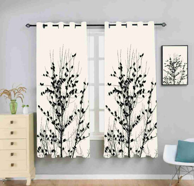 DD8 274 cm (9 ft) Long Door Polyester Room Darkening Curtain Single Curtain(Black, Printed)