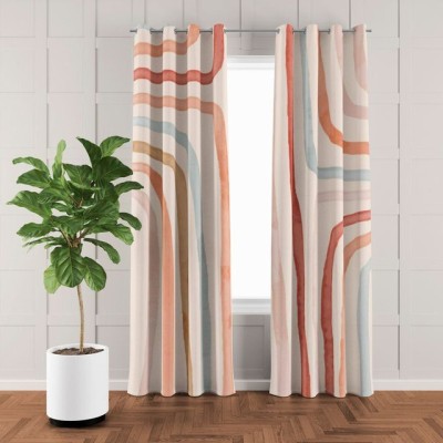 VSD 274 cm (9 ft) Polyester Room Darkening Long Door Curtain (Pack Of 2)(Geometric, White)