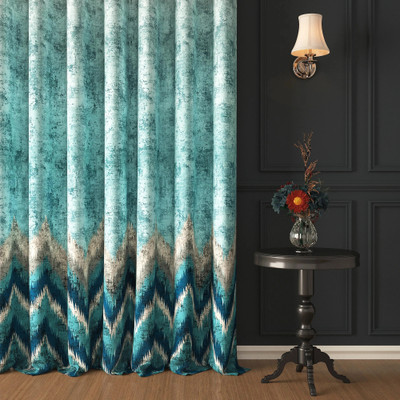 Story@home 215 cm (7 ft) Door Polyester Blackout Curtain Single Curtain(Green,Grey, Printed)