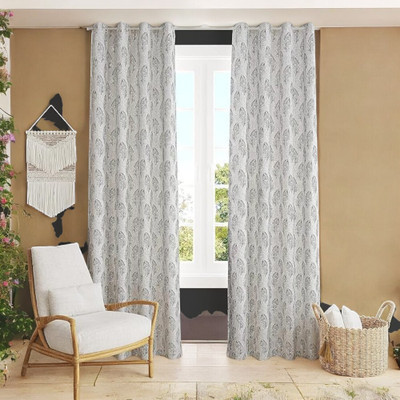 Garg Traders 214 cm (7 ft) Door Polyester Transparent Curtain Single Curtain(White & Grey, Solid)