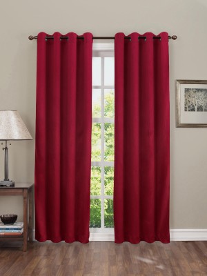 Easyhome 213 cm (7 ft) Polyester Blackout Door Curtain Single Curtain(Solid, Maroon)