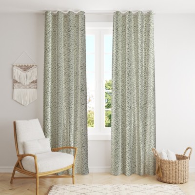 La elite 152 cm (5 ft) Polyester Semi Transparent Window Curtain (Pack Of 2)(Geometric, Green)