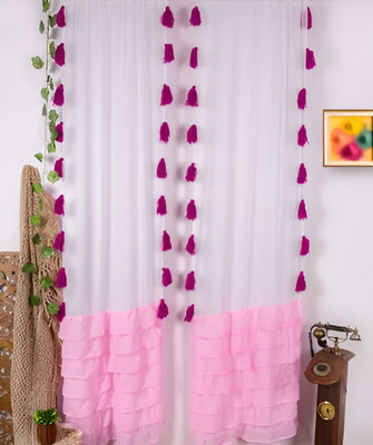 NYSARG 213 cm (7 ft) Door Polyester Semi Transparent Curtain (Pack Of 2)(Pink, Plain)