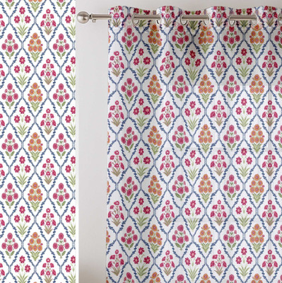 Vargottam 213 cm (7 ft) Window Blends Semi Transparent Curtain (Pack Of 2)(White, Floral)