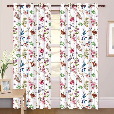 S VEERA 274 cm (9 ft) Long Door Polyester Room Darkening Curtain Single Curtain(Green, Floral)