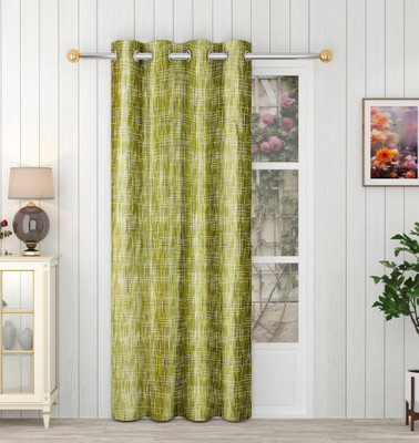 Panipat Textile Hub 213 cm (7 ft) Door Polyester Room Darkening Curtain Single Curtain(Green, Checkered)