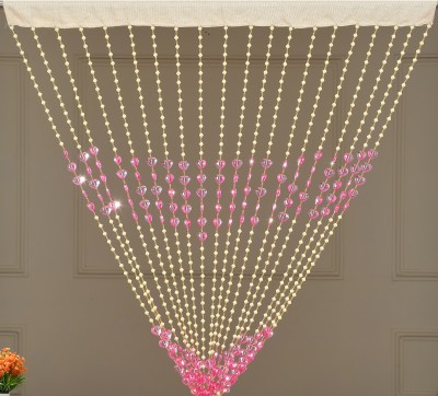 goycors 274.34 cm (9 ft) PVC Transparent Long Door Curtain Single Curtain(Striped, Pink)