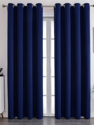 ZIQRA 201 cm (7 ft) Polyester Blackout Door Curtain Single Curtain(Solid, Blue)