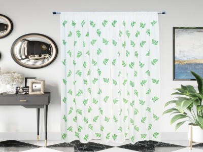 MDJONWALSDECOR 274 cm (9 ft) Cotton Semi Transparent Long Door Curtain (Pack Of 2)(Printed, Green)